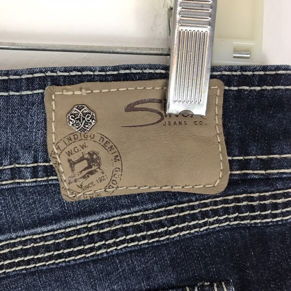 Silver Jeans Women’s Size‎ 28 Suki Surplus Capri Mid Rise Dark Wash Thick Stitch - Picture 6 of 8